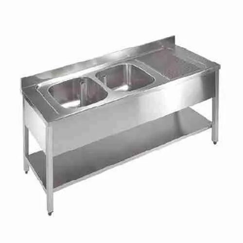 Fregadero industrial 2 senos 1 escurridor 140x60x85cm