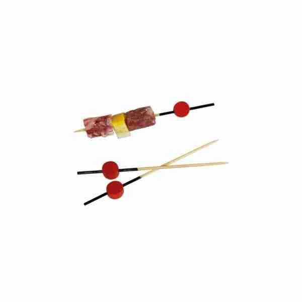 Pincho bambú rojo y negro 12cm (set 100 unidades)