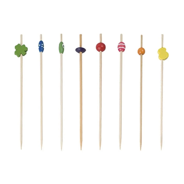 Pincho bambú decorados 12cm (set 100 unidades)