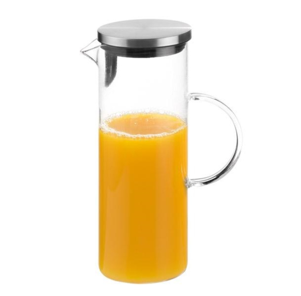 Jarra cristal 1.5 litros con tapa acero inoxidable.