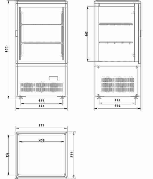 VITRINA EXPOSITORA REFRIGERADA EDENOX 4 CARAS CRISTAL 1m. H - Imagen 6