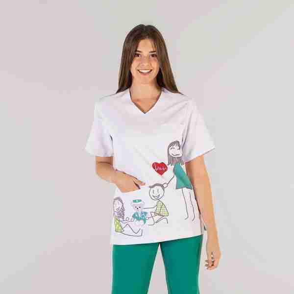 Casaca sanitario estampada microfibra.