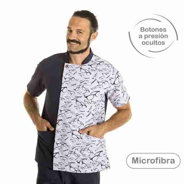 Casaca sanitario estampado gafas.