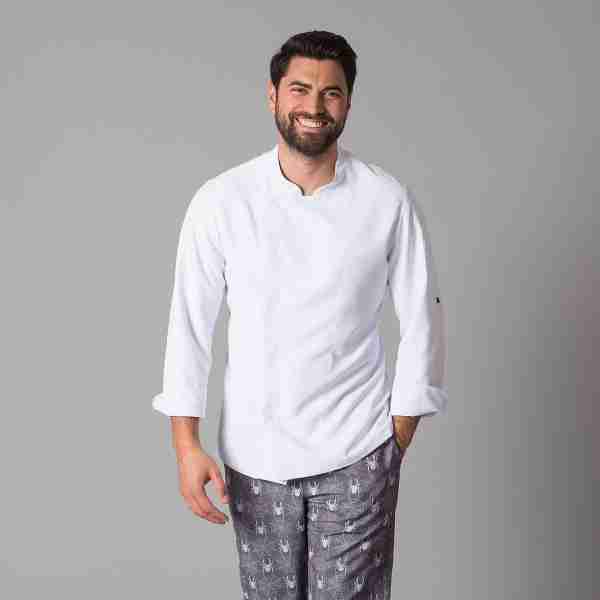 Chaqueta cocinero microfibra antimanchas manga larga