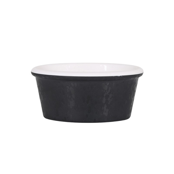 Ramequin melamina oval 9.5cm. negro-blanco
