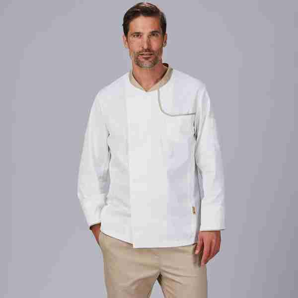 Chaqueta cocinero tejido reciclado y orgánico