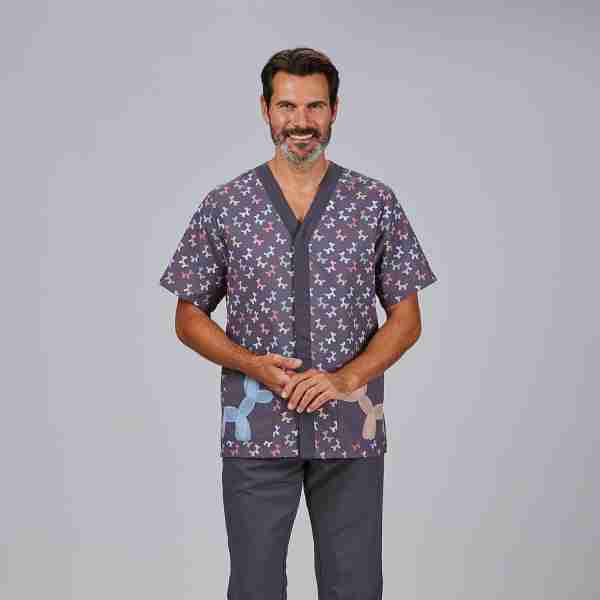 Blusa unisex c/botones estampada microfibra