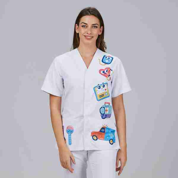 Blusa unisex c/botones estampada microfibra - Imagen 4